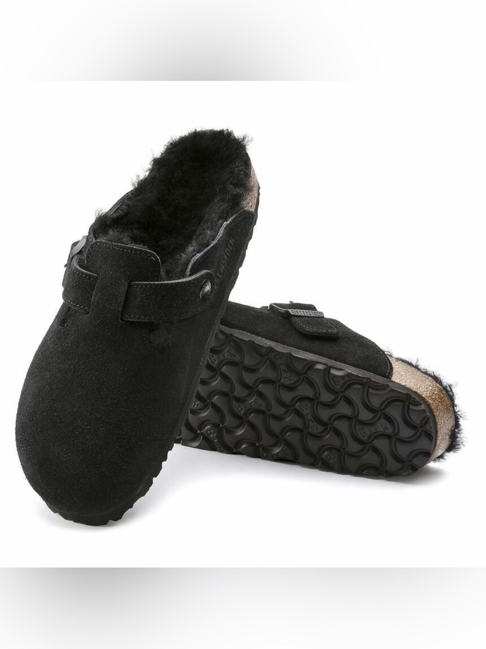 Birkenstock Black Suede Shearling Clog
